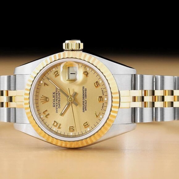 ROLEX LADIES DATEJUST CHAMPAGNE ARABIC DIAL 18K GOLD STEEL TWO TONE WATCH main image 4
